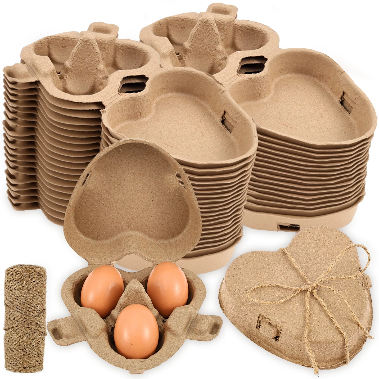 36Pcs Egg Carton Heart Shape Paper Pulp Container Box Egg Storage Boxes Bulk Holders Chicken Egg Trays Storage Container Holder