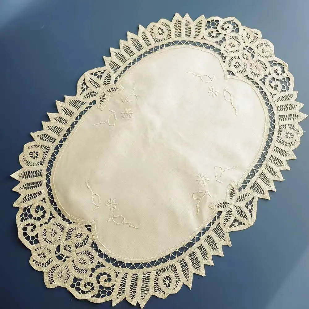 قطعتان من غطاء الدانتيل المطرز يدويًا من القطن الخالص، غطاء خلفي لمسند الذراع #6