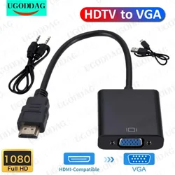 HD 1080P HDMI-Compatible To VGA Converter HDTV Cable With Audio Power Supply HDTV Male To VGA Female Adapter For PS4 TV Box Xbox