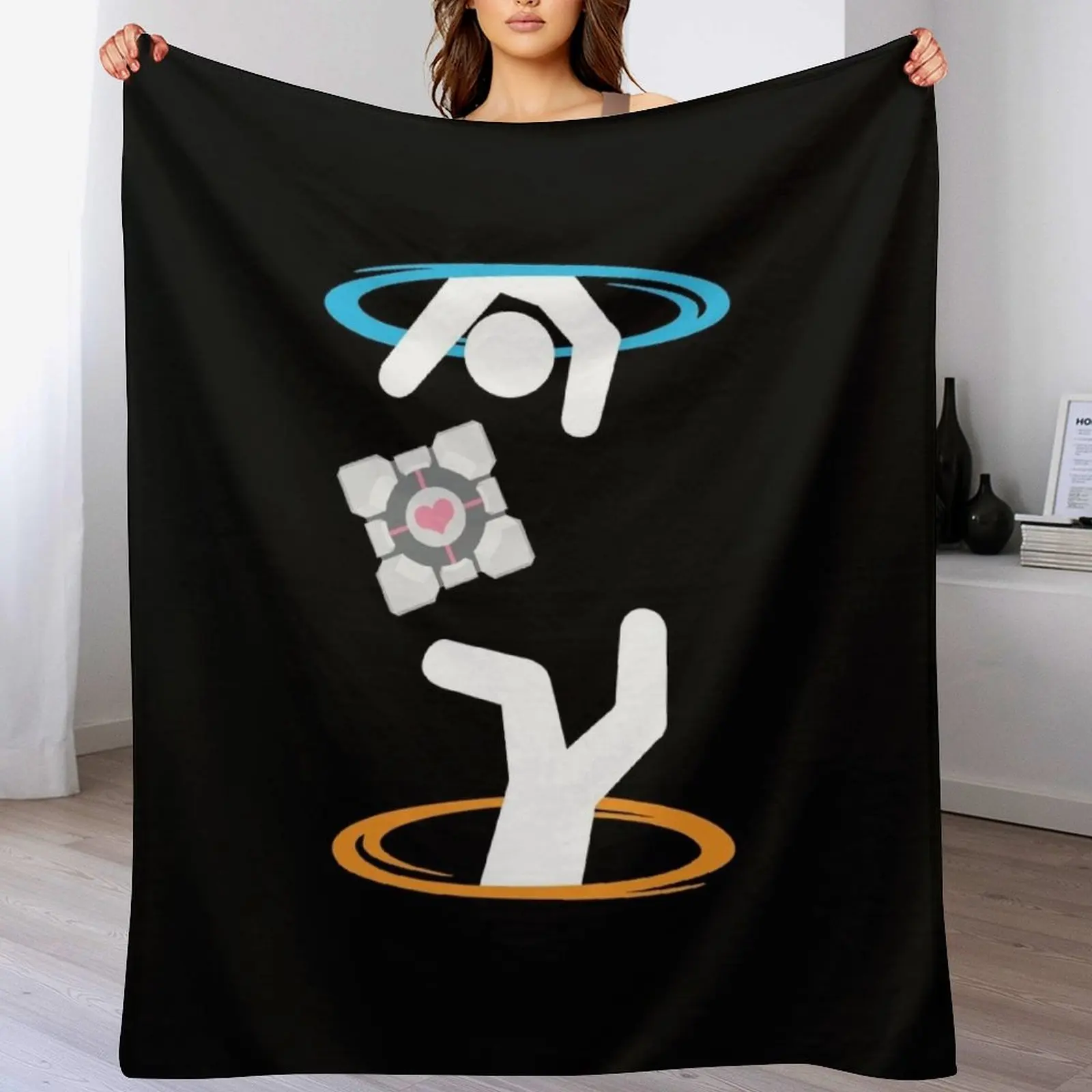 

Don't Lose The Companion Cube (Transparent) | Portal Throw Blanket Comforter For Decorative Sofa Blankets