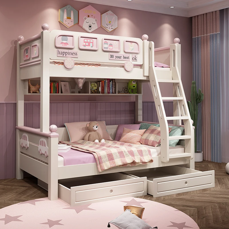 Children's bunk bed High and low bed Girl princess bed