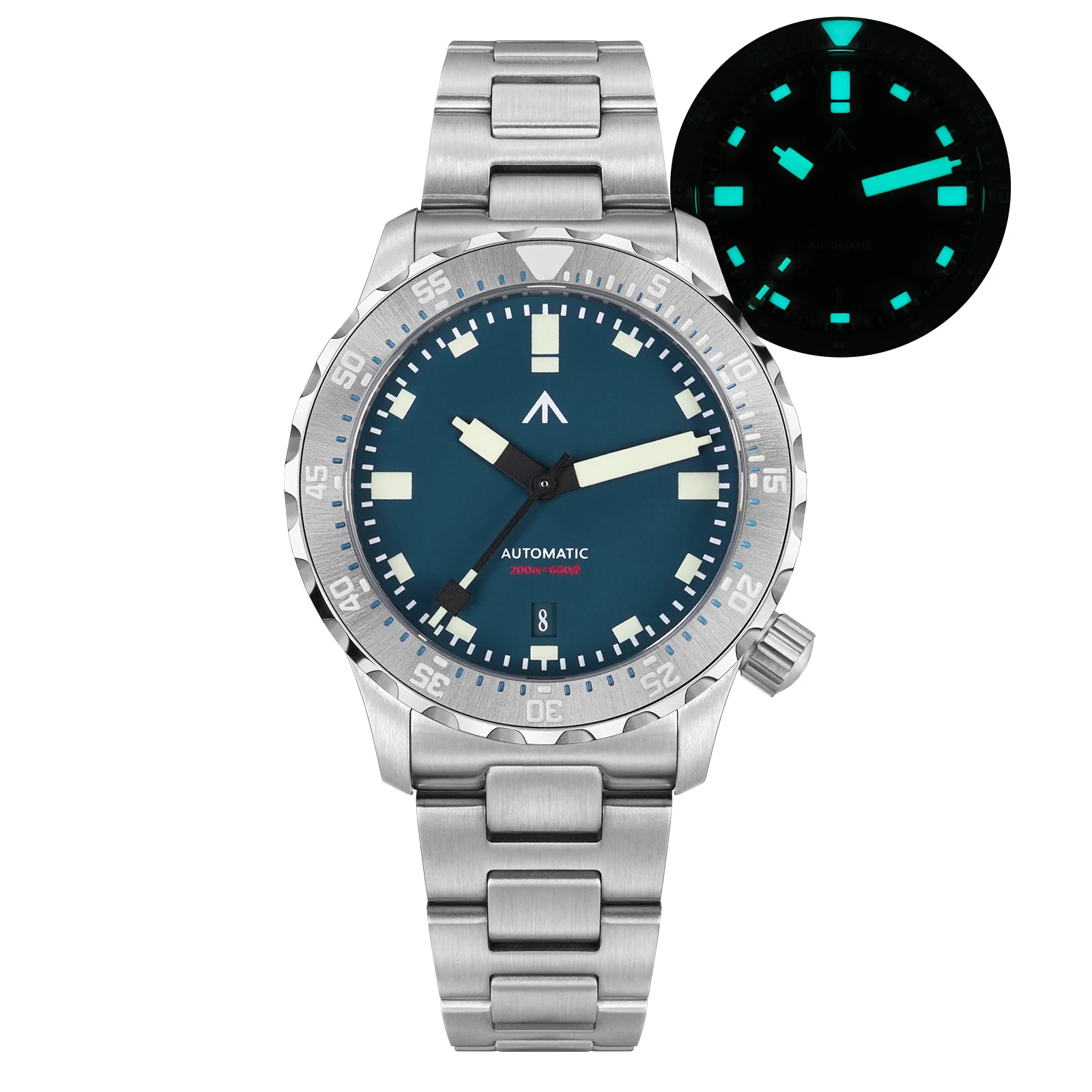 MILITADO ML20 Automatic Diver Watch 39mm PT5000 Mechanical Sapphire 200m Waterproof PVD BGW9 Lume Steel Bracelet Mens Watchs image 3