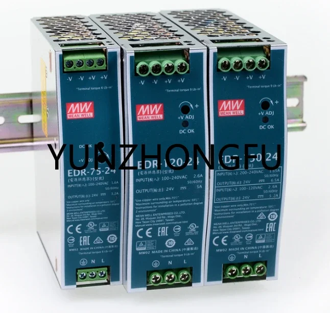 Single Output Switching Power Supply MEAN WELL EDR-75 120 150 12V 24V 48V meanwell EDR-75 120 150 12 24 48 V