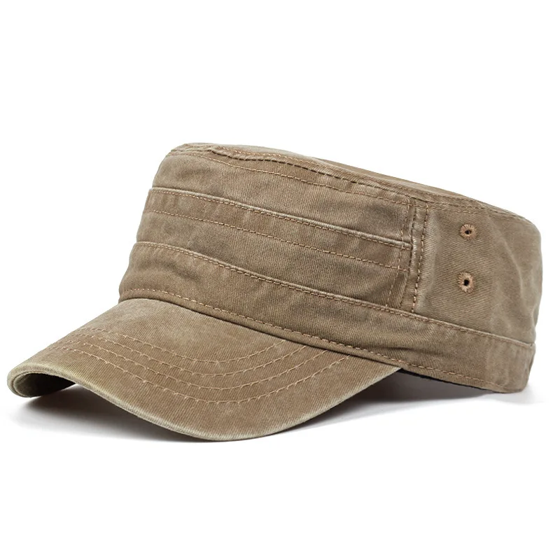 English Retro-Style Solid-Color Washed Vintage Flat-Brimmed Baseball Cap, Suitable for Training, Camping and Outdoor Exploration