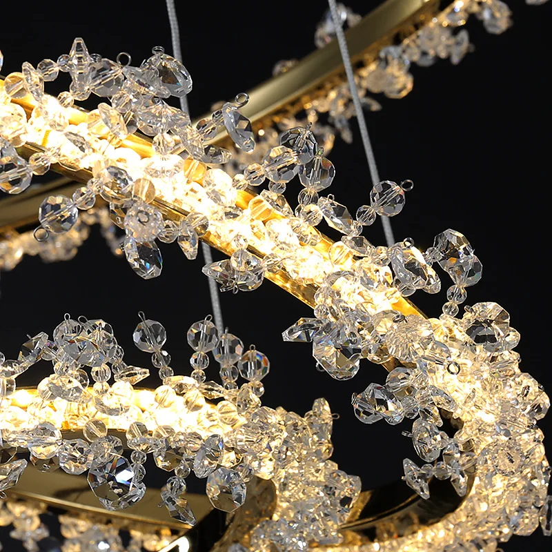 

Modern Crystal Chandelier Lighting For Gold Ring Combination Led Chandeliers Home Decoration Lustre Cristal Lamps