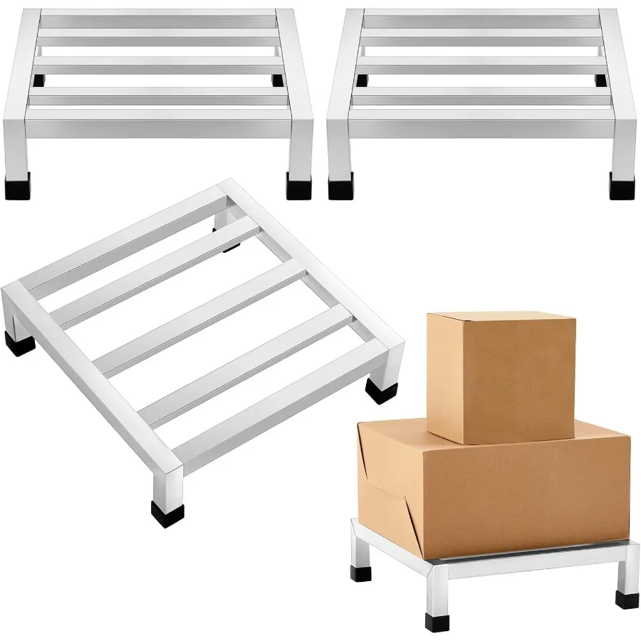 

3 Pack Dunnage Rack 13.8 Long x 13.8 Wide 3.9 Height Stainless Steel Dunnage Rack 1000+ Pound Capacity Storage Commercial Food