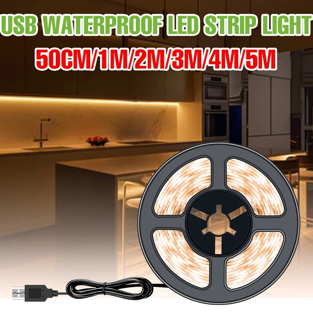 

LED USB Lighting Strip IP65 Waterproof Flexible Lamp Tape TV Backlight Ribbon Room Home Bedroom Kitchen Cabinets Decor Lights