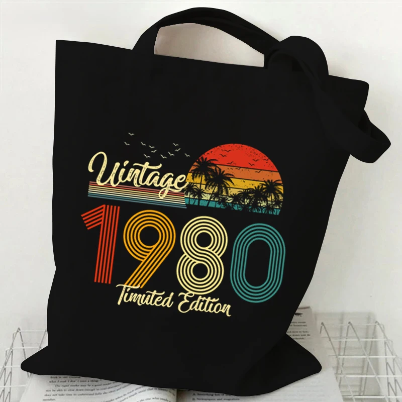 Vintage 1984 Tote Bag Vintage 1980~1989 Shopping Reusable Foldable Storage Tote Bag Canvas Bags Storage Mujer Bolsas