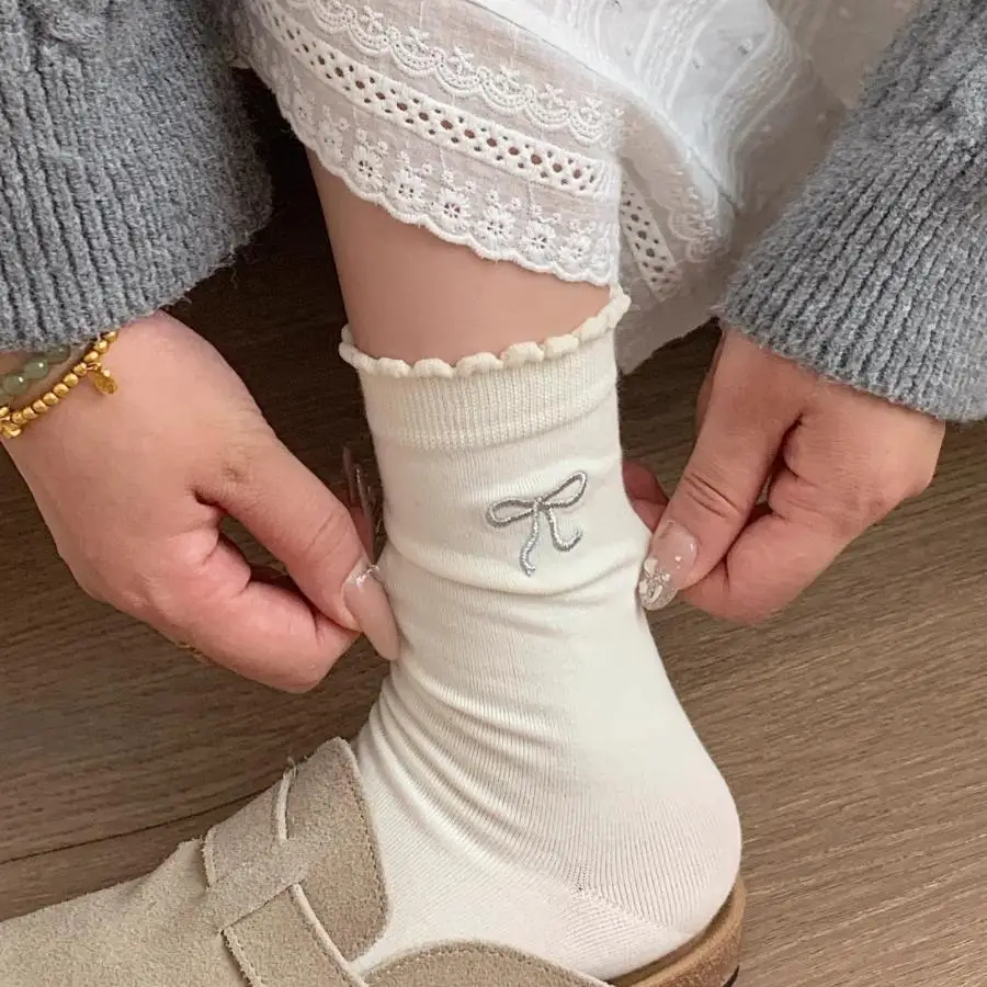 

Gray Socks Lace Tube Socks Children Lace Solid Color Short Stockings Casual Versatile Stockings for Women Skin Friendly