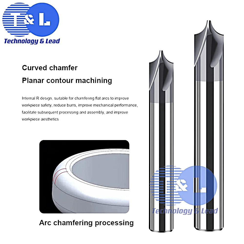 T & L-Fraise d'angle à rayon intérieur en carbure, fraise en bout, chanfreinage, outils CNC, HRC50, R0.5 R1 Inter R3 R6 R4