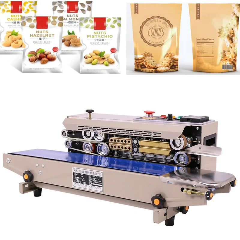 Automatic continuous food paper pouch PVC Membrane Bag Film packaging heat seal sealer plastic bag sealing machine