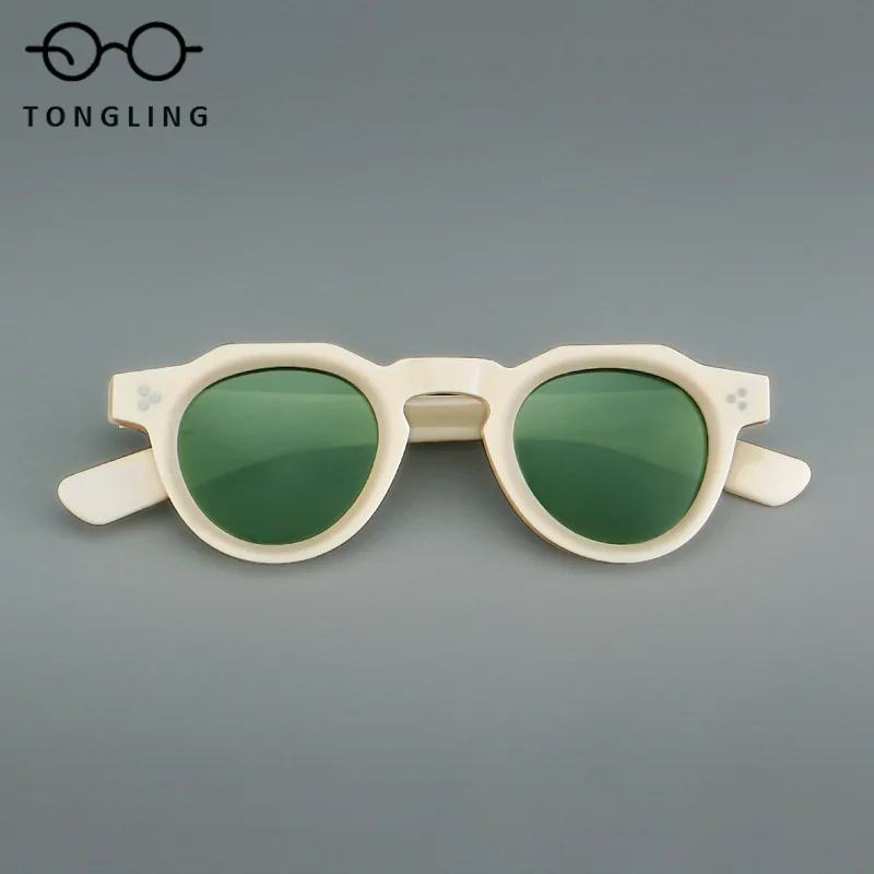 

2025 Новые высококачественные модные мужские солнцезащитные очки ручной работы из высококачественного ацетата в стиле ретро, женские круглые высококачественные модные поляризационные солнцезащитные очки