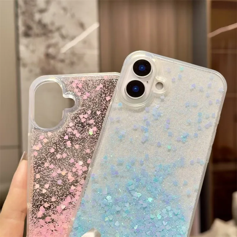 الفاخرة بريق الترتر بالتنقيط الغراء شفافة جراب هاتف آيفون 12 13 14 15 16 برو ماكس زائد 11 للصدمات قذيفة