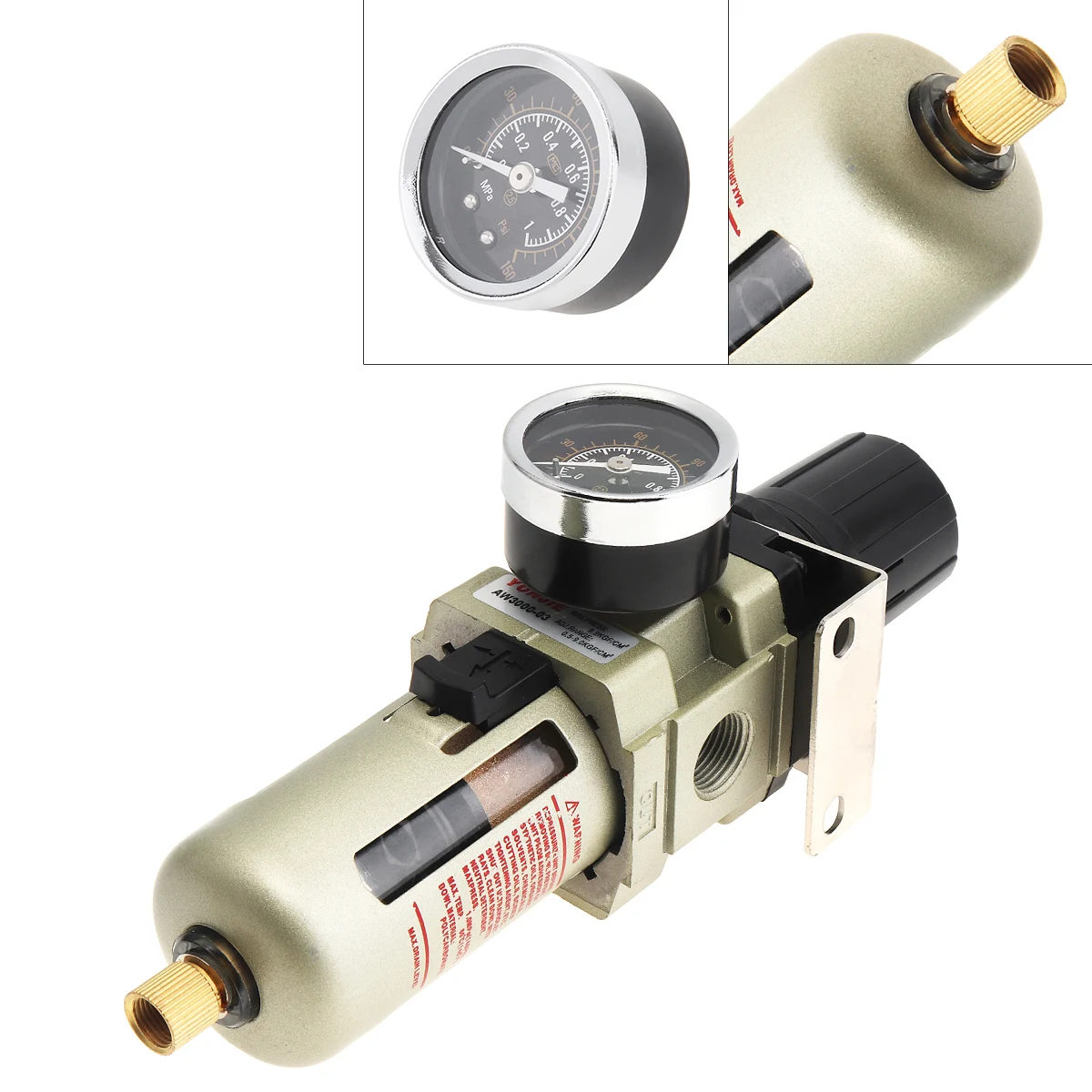 

AW3000-03 Air Compressor 0-1.0mpa Adjustable Oil Water Separator Regulator PT3/8(mm) Caliber- with Gauge Air Source Treatment