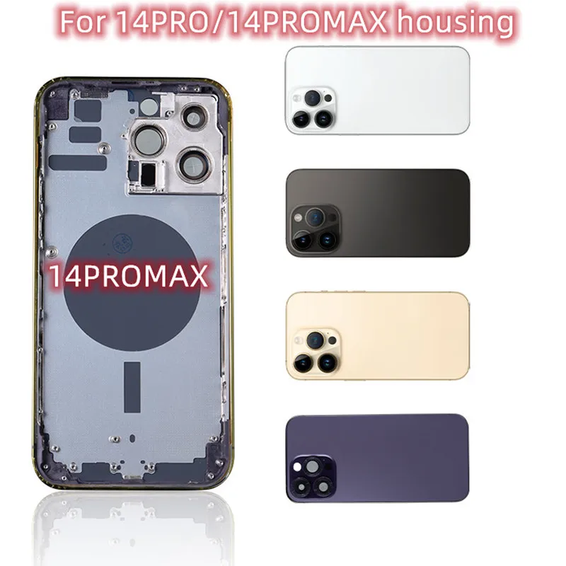 

Battery Door Back Rear Housing Frame Cover with Power Volume Flex Cable Side Buttons for iPhone 14 14 Pro Max housing