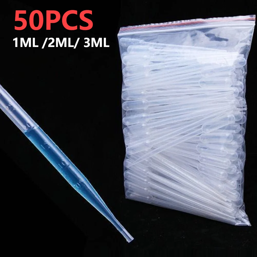 50Pcs/Lot Laboratory Pipette 1ml 2ml 3ml Plastic Disposable Graduated Container Liquid Dropper Equipment Straw Makeup Tools