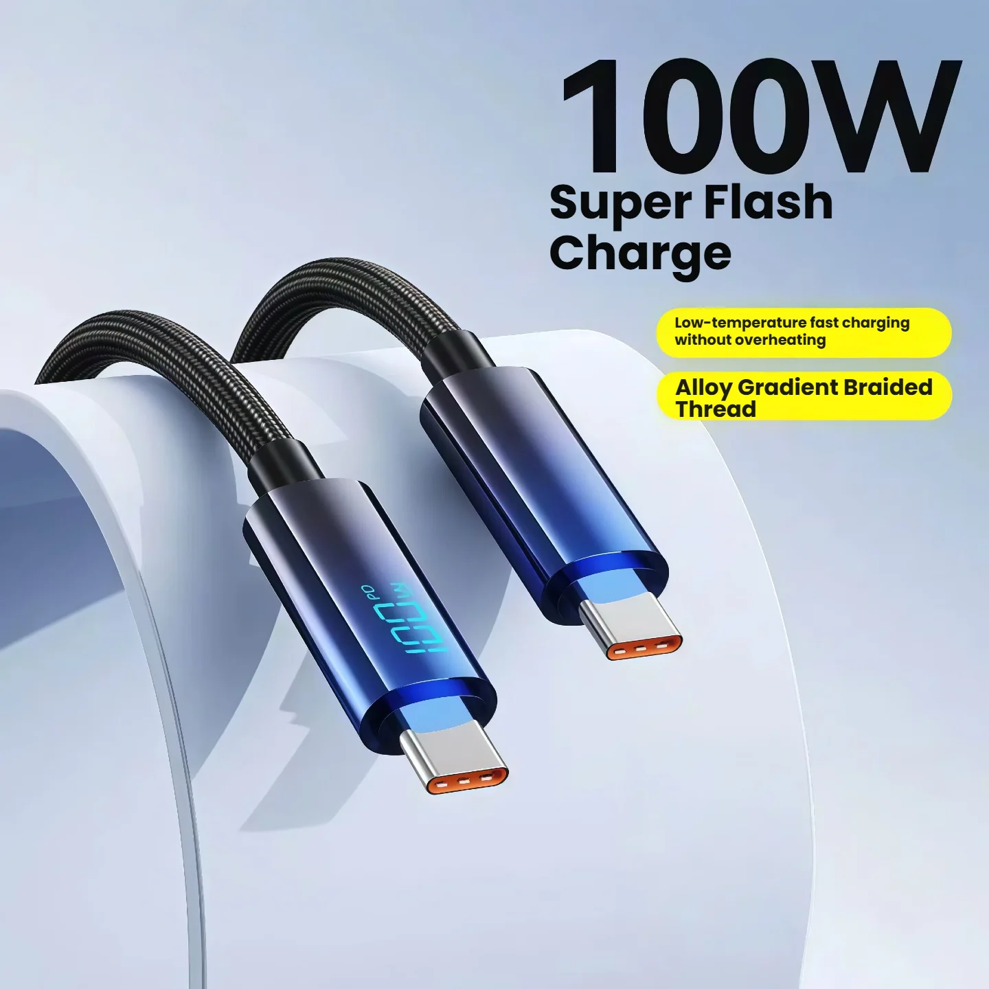 

100W PD Fast Charging Type C to Type C Cable USB C Display Cable for Xiaomi POCO Realme Macbook iPad
