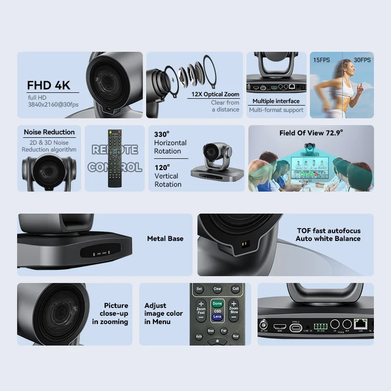 Oneking New Arrival PoE PTZ Camera HD-MI/USB/SDI 12X Zoom Video Conference Live Streaming Broadcast Ptz Conference Cameras