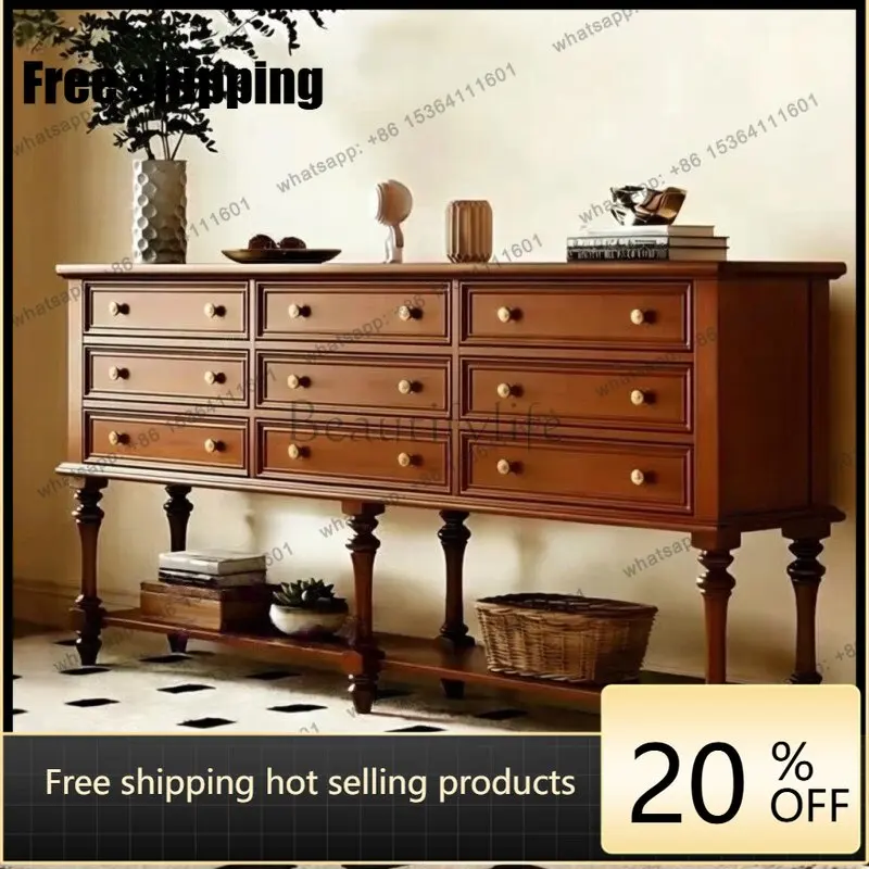 Factory Direct Retro Solid Wood Side Cabinet Creative Corridor Large Capacity Locker
