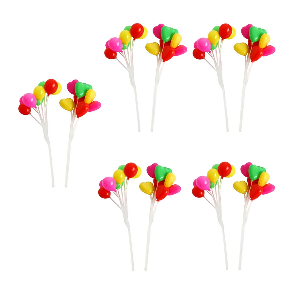 10 Bunches Bouquet of Flowers Artificial Mini Balloon Balloons Cake Decor Pearl Heart Shaped