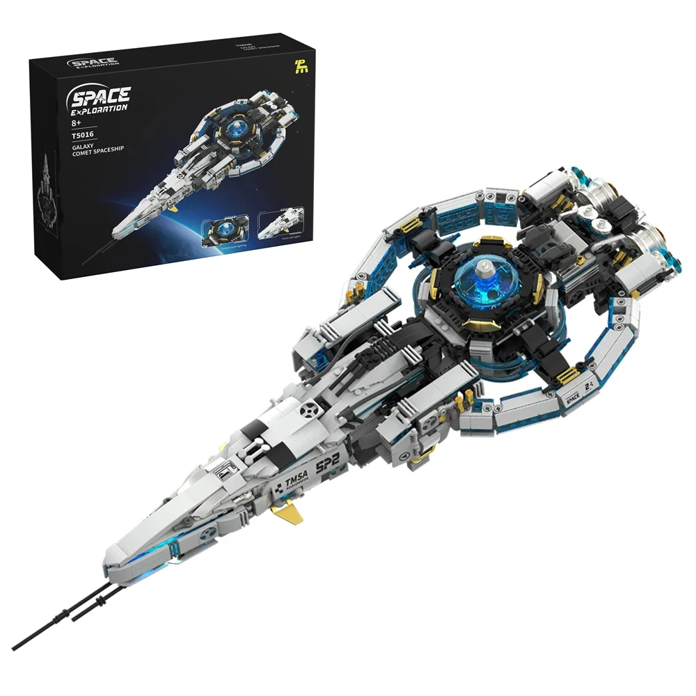 

Galaxy Comet Spaceship Building Set 850PCS Sci-Fi Model Luminous Parts Metal Detailing Flexible Moving Part Adventure Toy Gifts