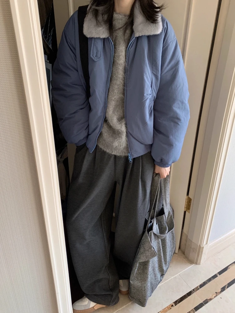 

Женская зимняя короткая куртка-пуховик с хлопковой подкладкой и длинными рукавами с воротником из искусственного меха, теплые утепленные парки, верхняя одежда