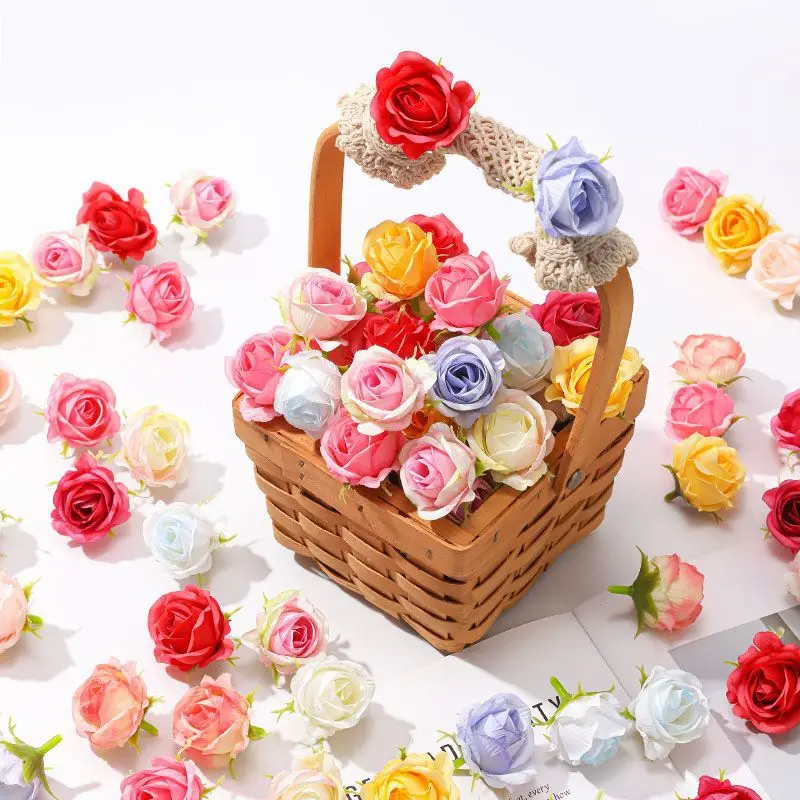 10/20/50 Stück künstliche Rosenblüten, 4 cm, Seidenblumen für Hochzeitsdekoration, Heimdekoration, Girlande, Bastelzubehör, Geschenkzubehör – Detail 3