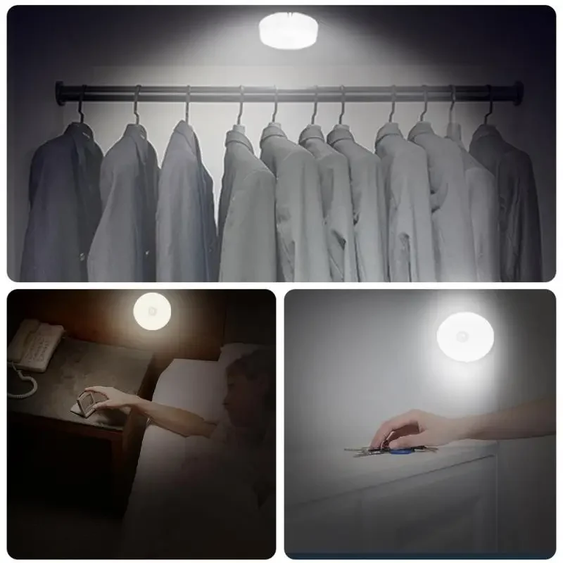 Lampu malam LED Sensor gerak, lampu induksi tubuh lemari kabinet lemari baju kamar tidur, dapat diisi ulang USB