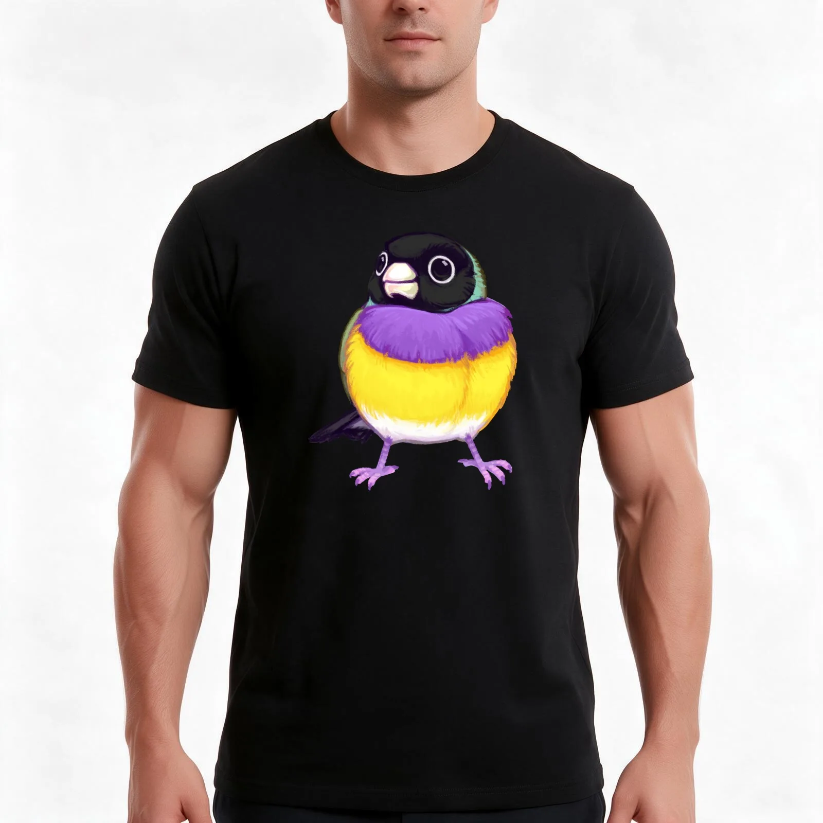 Pride Birds: Gouldian Finch T-Shirt Summer Casual Cotton Tee Oversized Streetwear Tops Vintage Graphic Print 100% Cotton