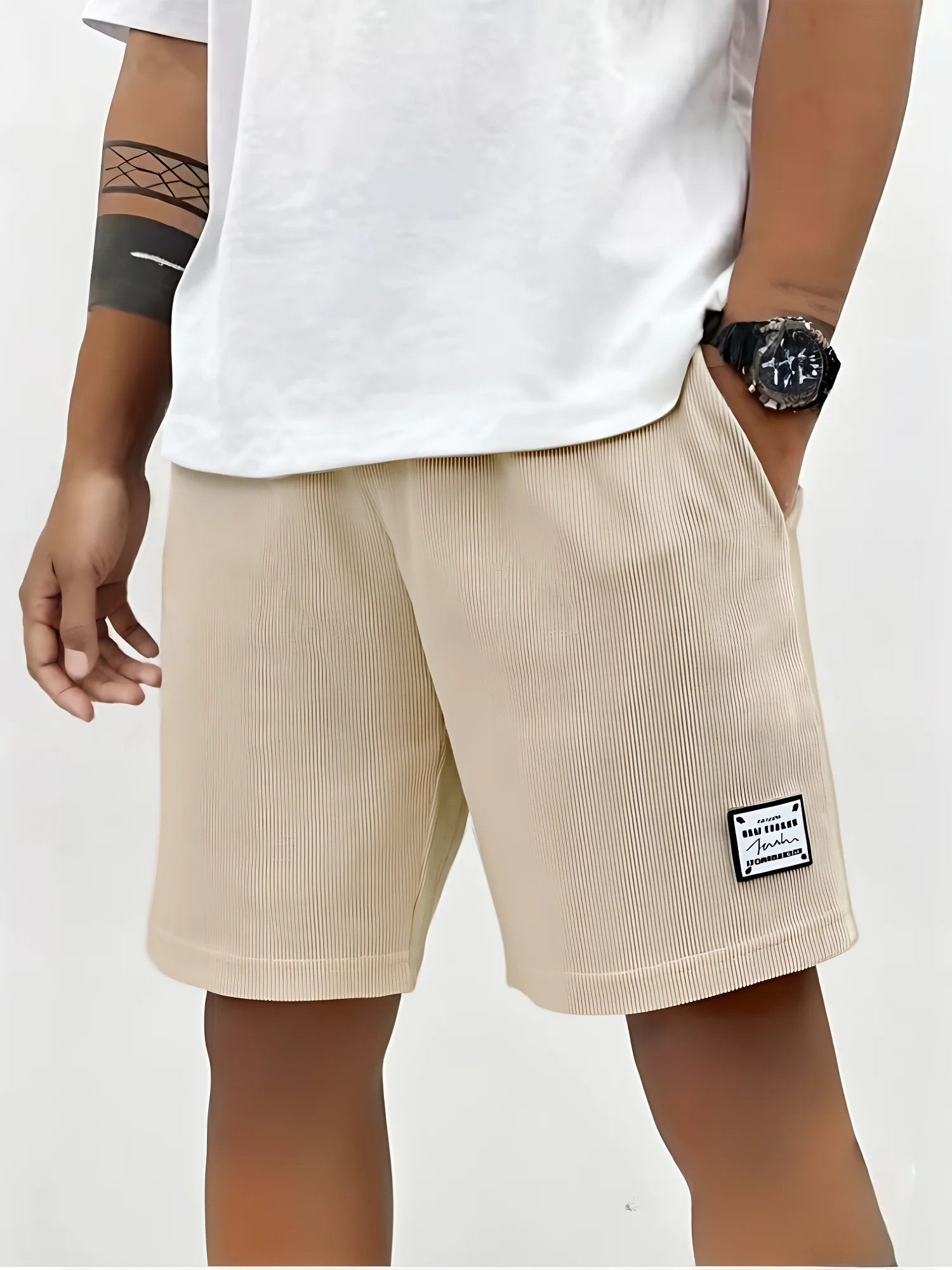 

Summer Men Corduroy Sweatpants Casual Shorts Men's Beach Shorts Basketball Short Trousers Solid Color Label Sportswear Men