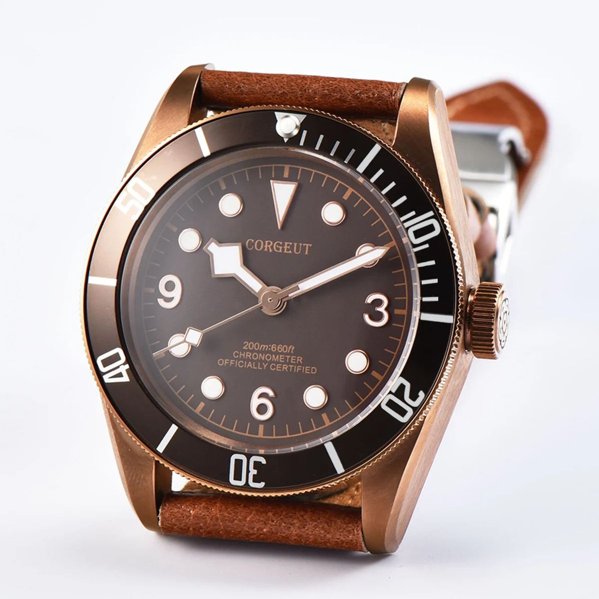 New 41Mm Sapphire Brown Dial PVD Case Waterproof Automatic Mechanical Watches Men Wrist