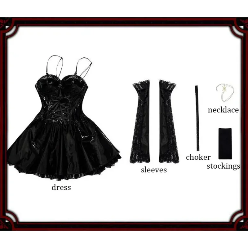 AA 1, Bear House, аниме Misa Amane, карнавальный костюм, парик из искусственной кожи, сексуальное платье, ожерелье, кружевные рукава, w1a2t, новинка 2025 г.