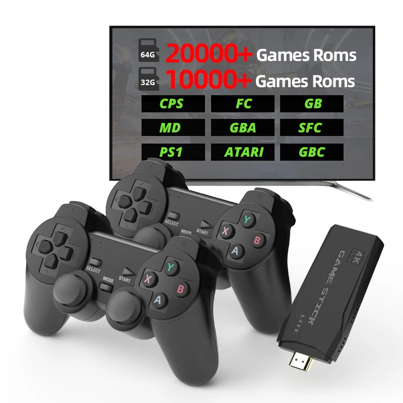 M8 Retro Video Game Console 4k 2.4G Wireless Console Game Stick 4k 20000 Games Portable Dendy Game Console For PS1/GBA/MD