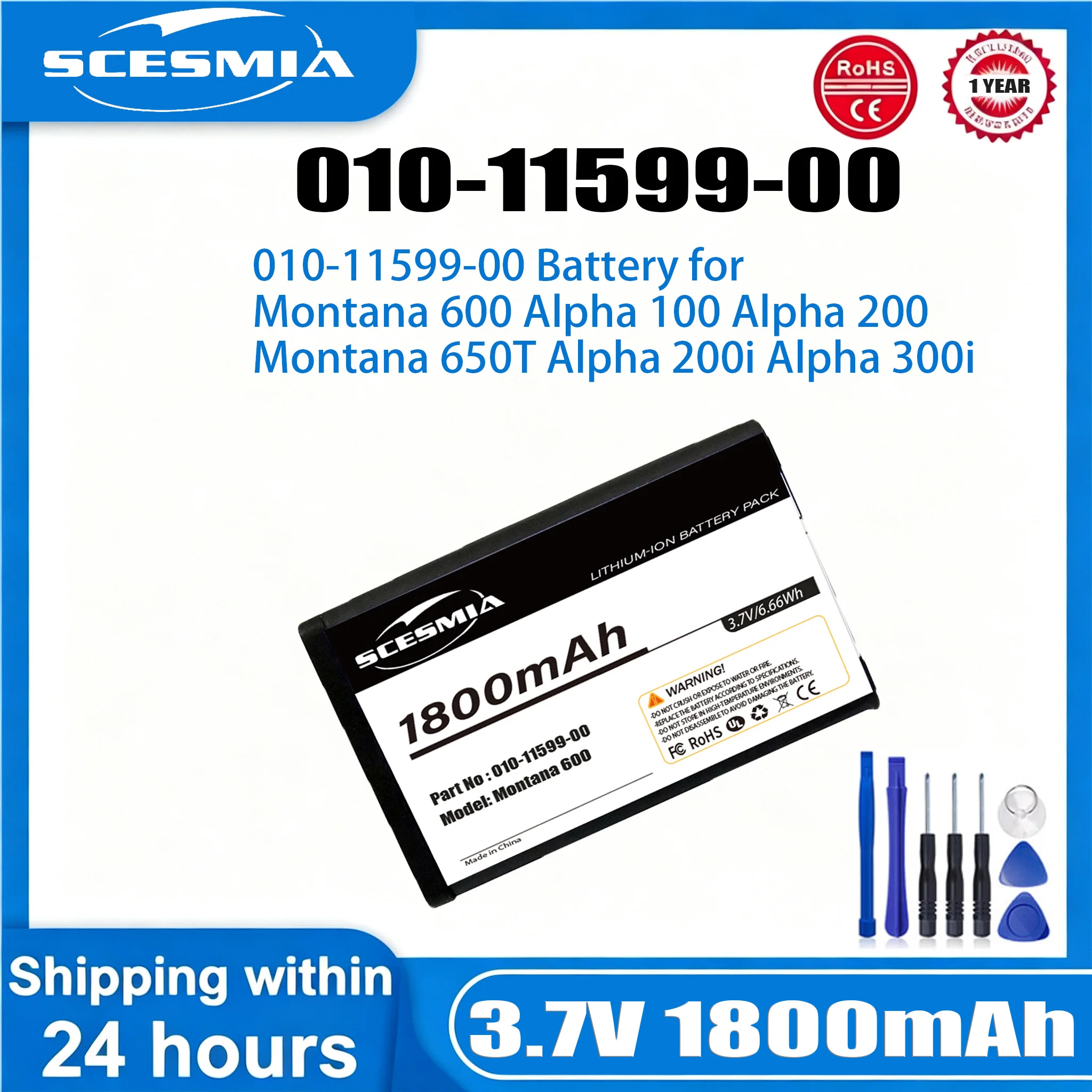 

1800mAh Battery For Garmin Montana 600 650 650T 600t Camo 680 680T 010-11599-00 010-11654-03 361-00053-00 361-00053-04