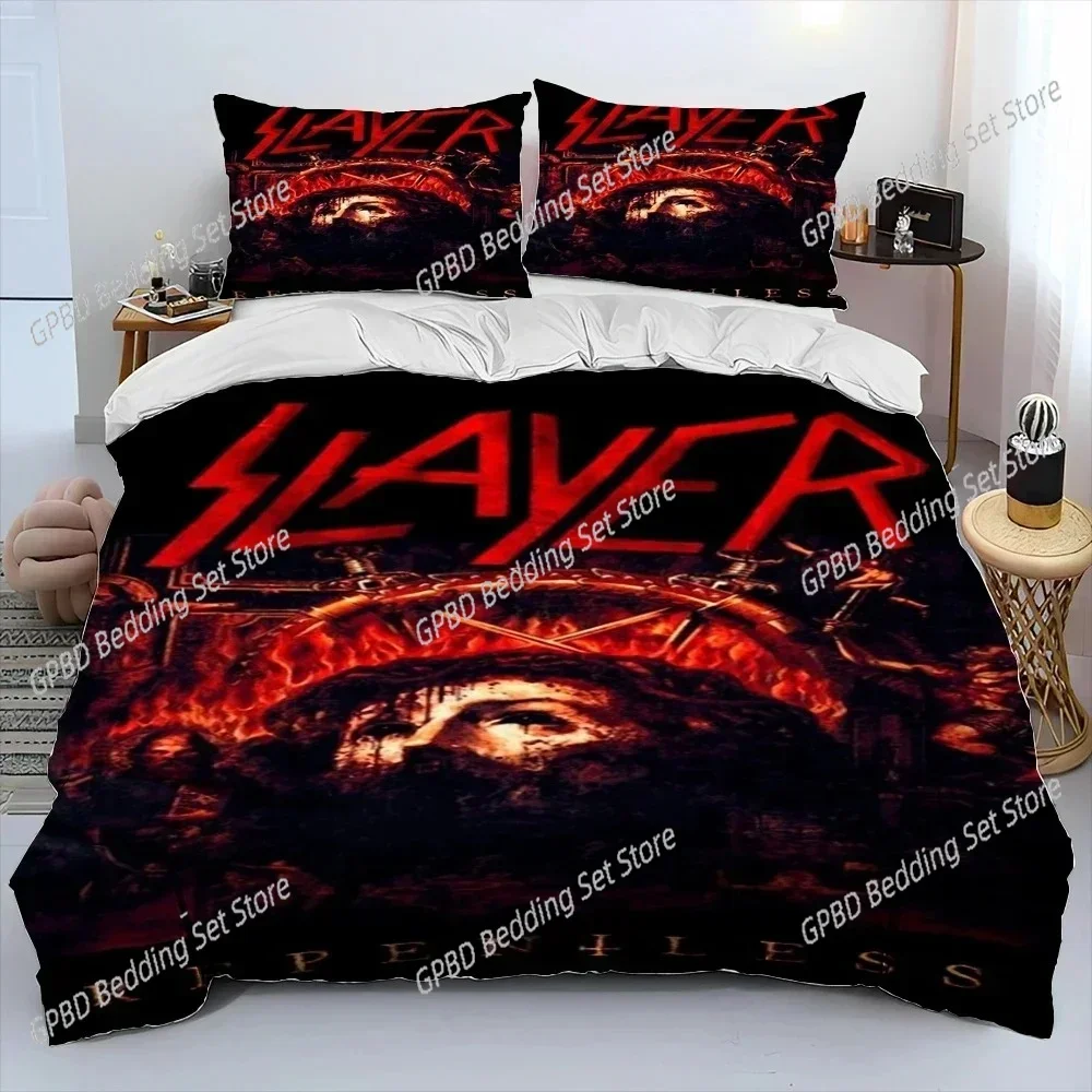 Slayer Heavy Metal Band Music 3D Bedding Set Duvet Cover Pillowcases Single Twin Full Queen King Size Home Decor Quilt Boys Gift