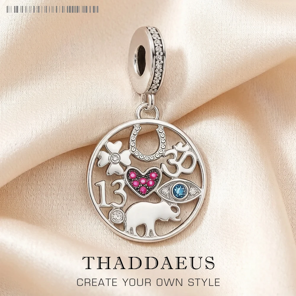 

Lucky Fortune Symbols Charm Pendant 925 Sterling Sliver Vintage Gift Jewelry Accessories