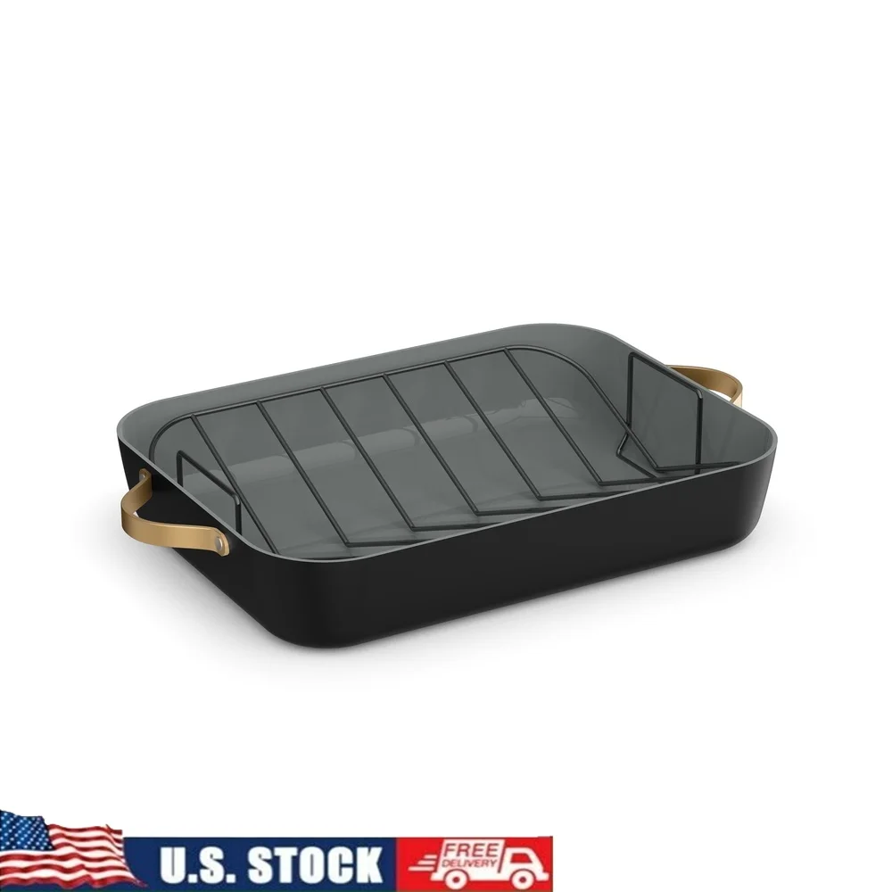 

16 Inch Roaster with Rack Nonstick Kitchen Baking Tray Versatile Cooking Tool Meat Vegetables and More