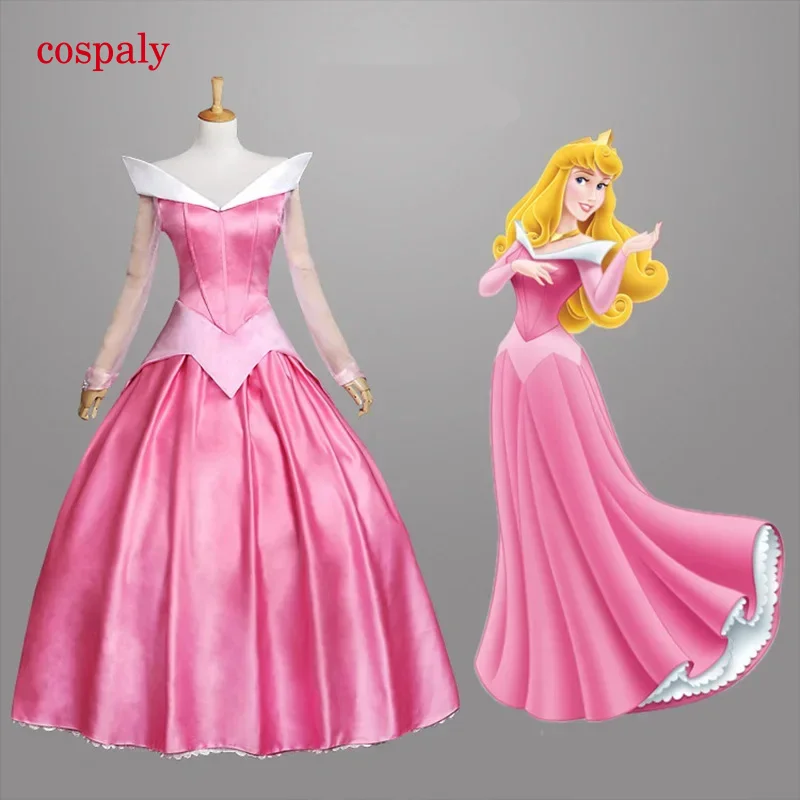 A Halloween adult sleeping beauty blue dress Princess Aurora pink dress costume deluded stage dress S- XL accept custom order