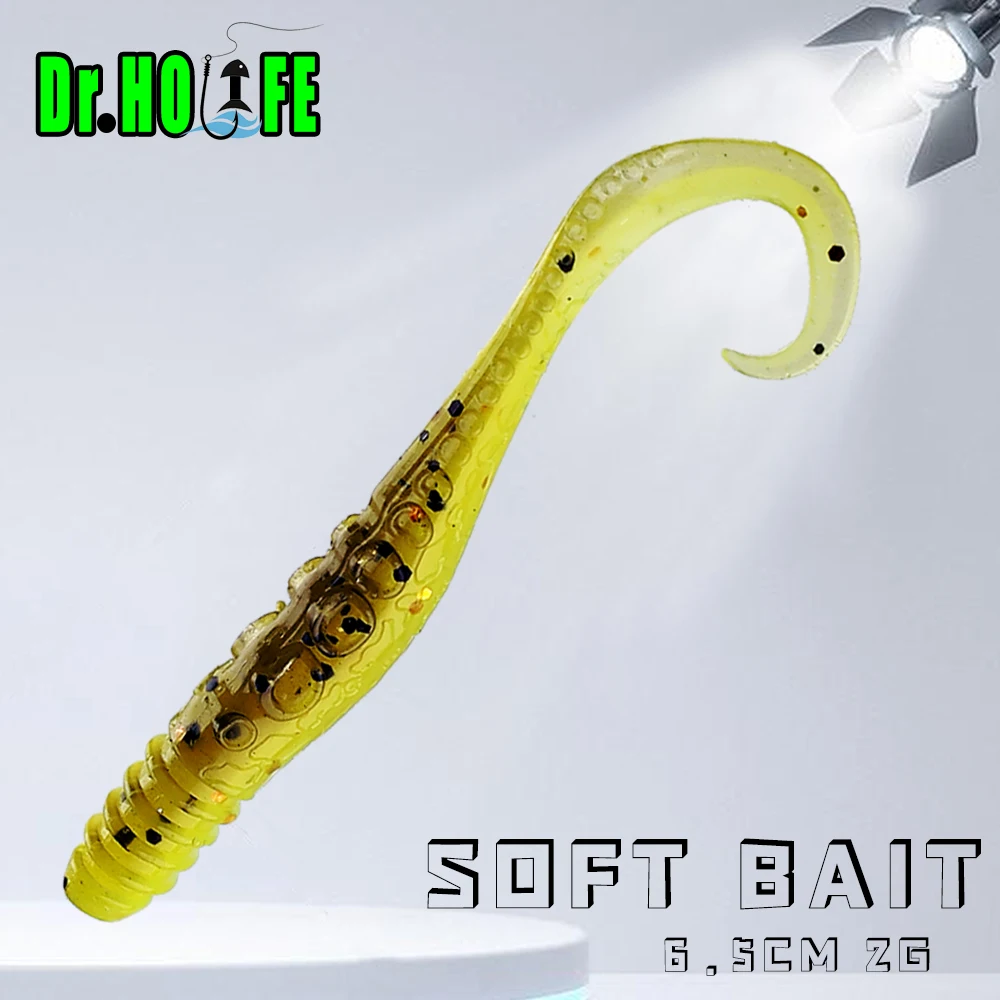 Dr.Holife 10PCS/LOT Twist Tail Worm Grub Fishing Lures Lot For Bass Trout 6.5CM 2G  Swimbait Soft Plastic Baits For Seawater