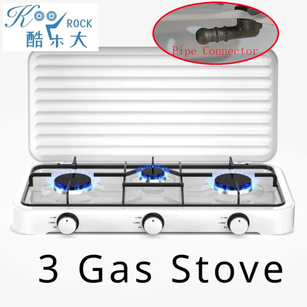 موقد غاز أنبوبي مدمج 3 شعلات - لا حاجة إلى تركيب، نطاق طهي منزلي سهل الاستخدام للنزهات الخارجية المحمولة