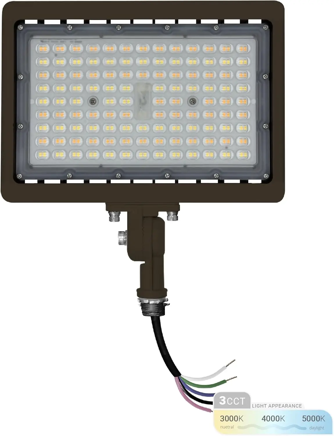 90W LED Flood Light, 3 Color Temperatures Selectable, IP65 Waterproof, Adjustable Mount, 12600LM Dimmable for Outdoor Security