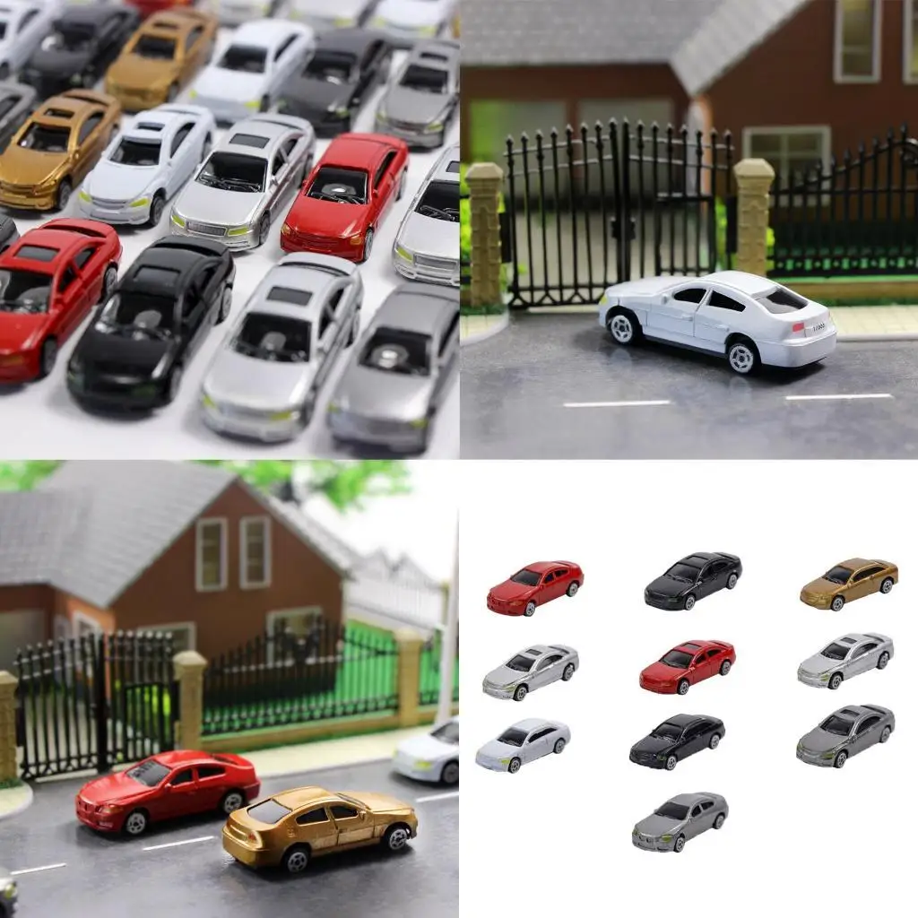 

10 Pieces HO Scale Model Vehicle Car 1:87 Building Train Scenery Train