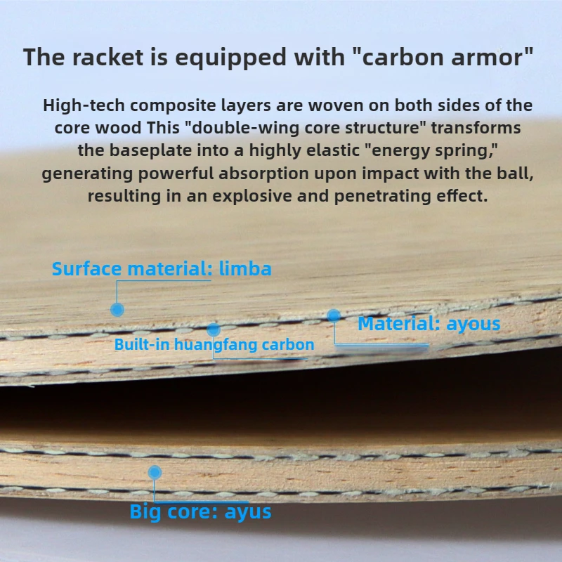 YINHE مضرب تنس الطاولة شفرة 7-Ply الخشب النقي/5الخشب + 2 فريق المقاطعة الكربون مخصص بينغبونغ الخفافيش شفرة لحلقة الهجوم مع صندوق