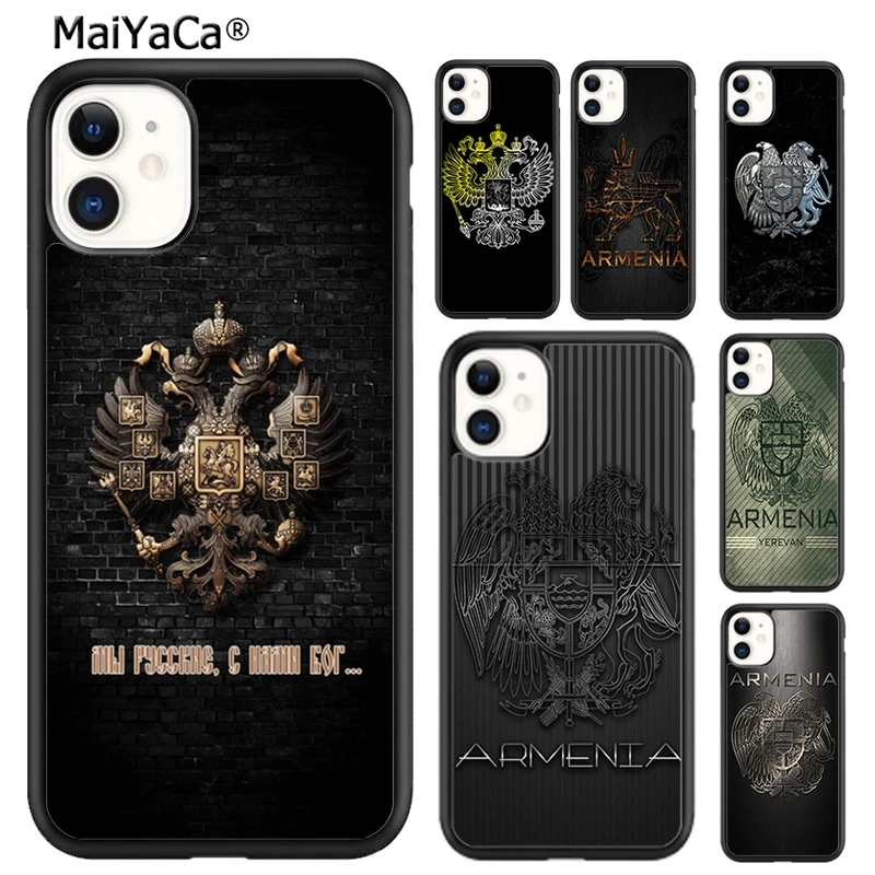 Armenia russia Flag coat of arms Phone Case For iPhone 16 15 14 plus XR XS 11 12 13 pro max Shell Cover coque