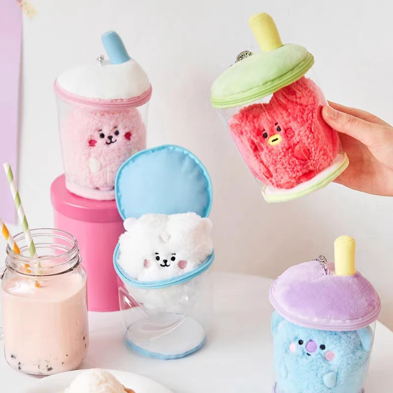 linefriends bt21 Plush bubble tea series Cute plush doll interior decoration Kids gifts toy collection Bag pendant