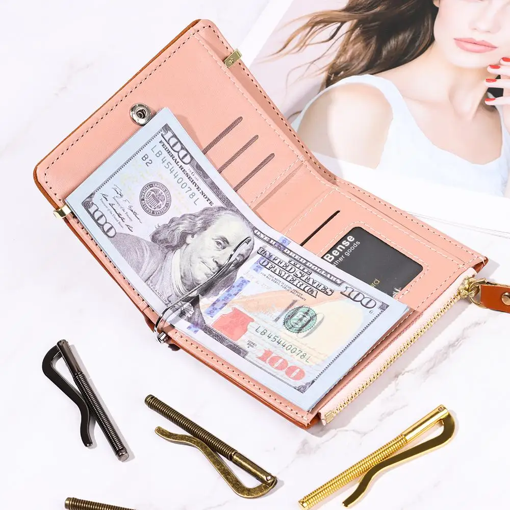High Quality Durable Simple Metal Money Clip Bifold Bar Wallet Spring Clamp Cash Holder Replace Parts Spring Clamp Bag Accessory