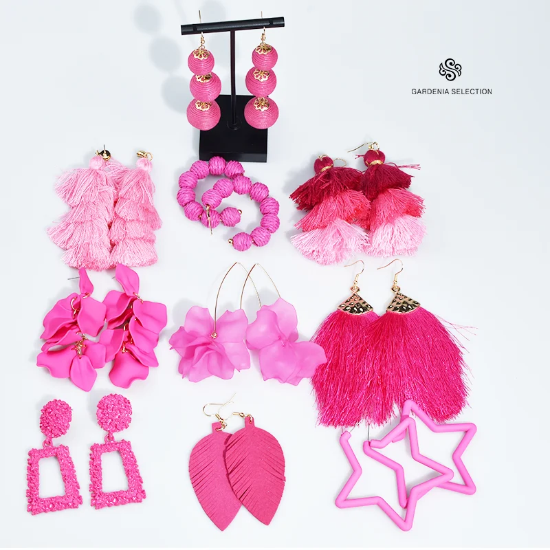Pink Earrings Geometric Multifunctional Vacation Style Women\'s Summer Jewelry