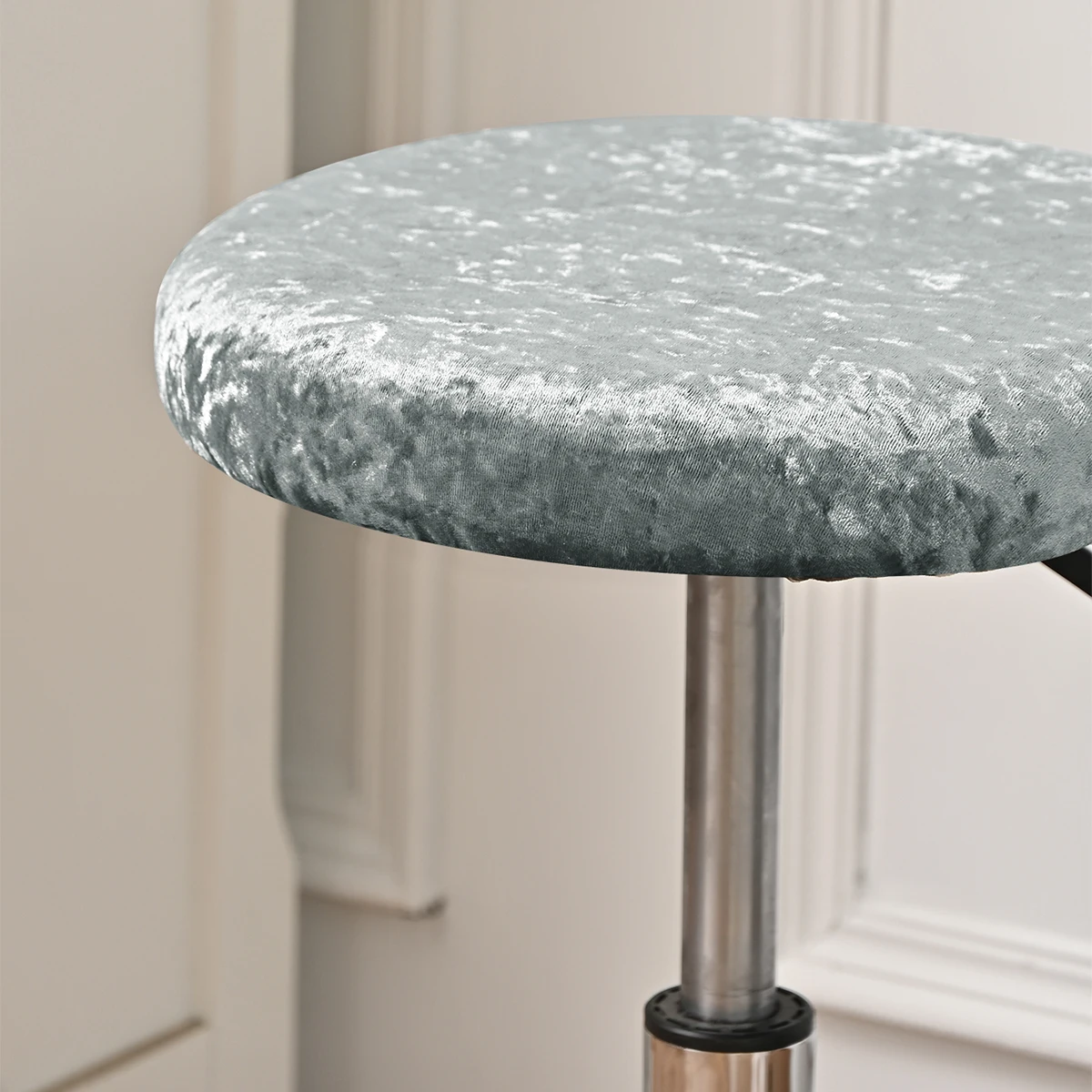 1PC solid color elastic gold diamond velvet round stool cover, suitable for decorating hotel bar stools