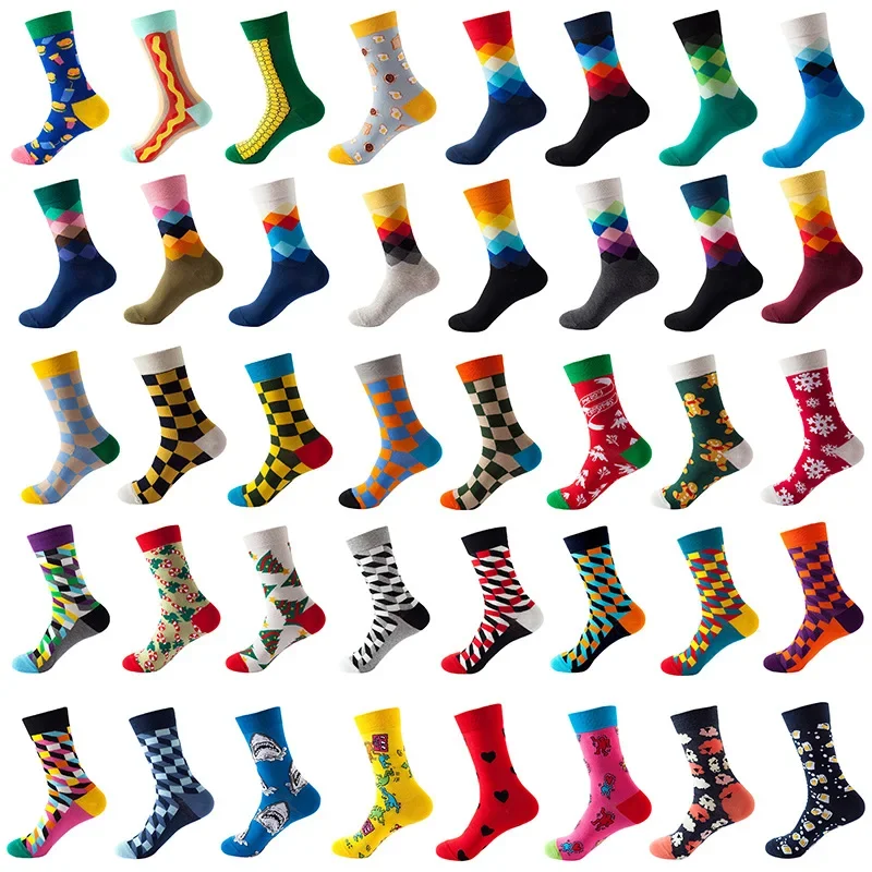 

2025 Women's Mid Tube Warm Socks Trendy Harajuku Crew Diamond Pattern Fashion Trend Men's Cute Socks