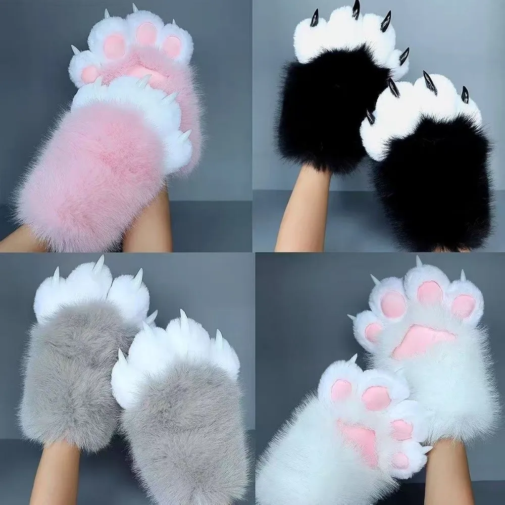 1Pc New Cosplay Cat Paw Gloves Squeaking Cartoon Cat Claw Mittens Animal Thicken Cosplay Gloves Props